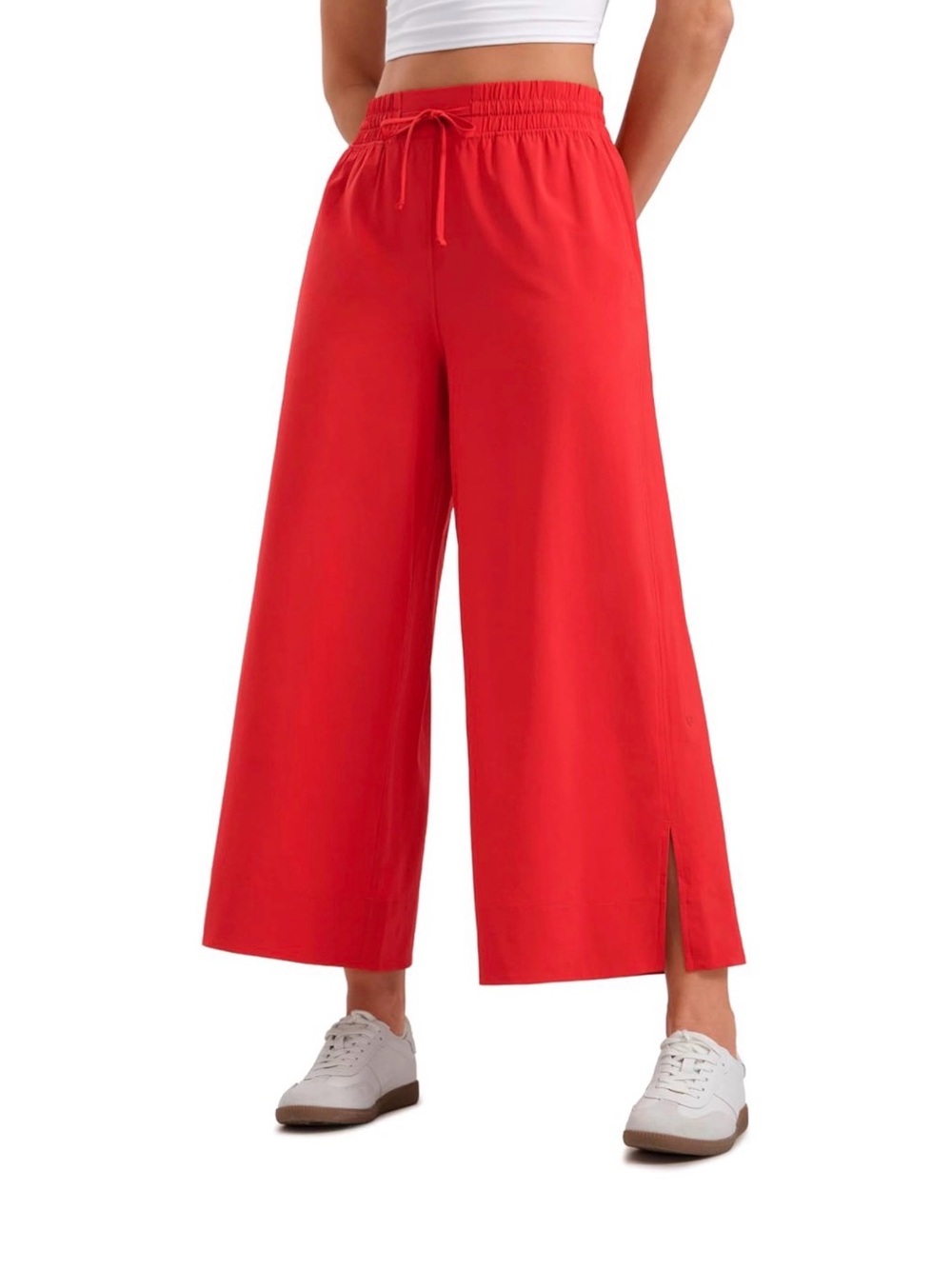 CRZ YOGA Lightweight Red Wide-Leg Ankle Cropped Pants Stretchy size M